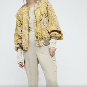 Free People Daytrip Paisley Boho Bomber Jacket Size Large